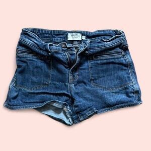 Abercrombie & Fitch Dark Blue Low Rise Faded Jean Denim Mini Shorts